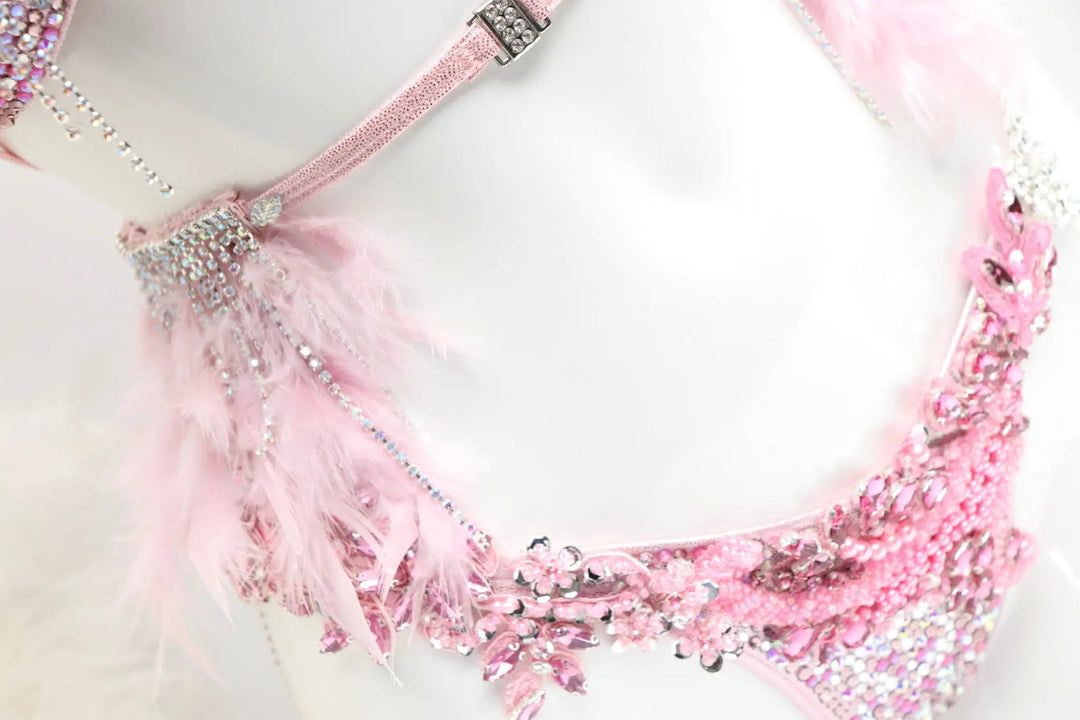 Light Pink Feathered Couture  Angel Competition BikinisNPC Competition Suits