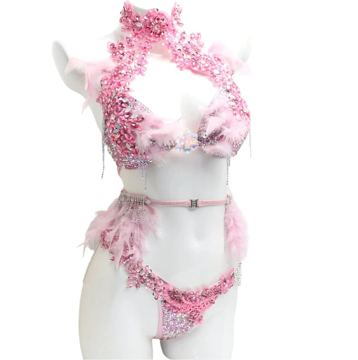Light Pink Feathered Couture  Angel Competition BikinisNPC Competition Suits