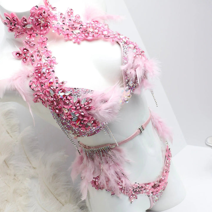 Light Pink Feathered Couture  Angel Competition BikinisNPC Competition Suits