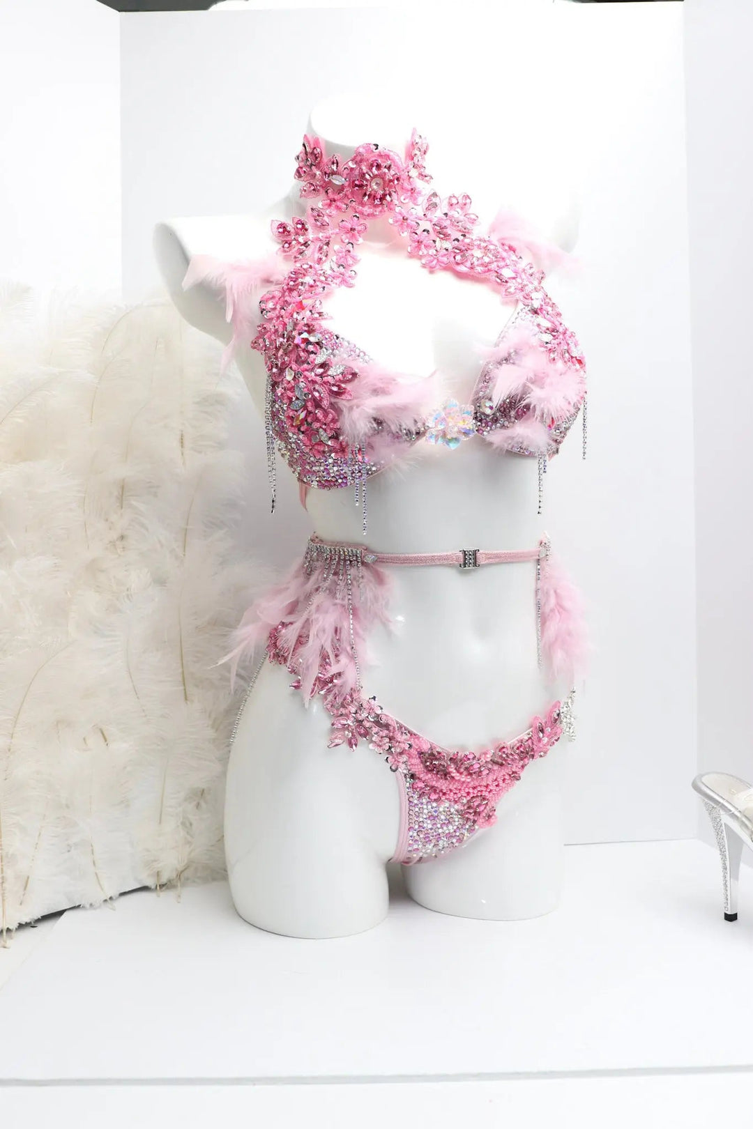 Light Pink Feathered Couture  Angel Competition BikinisNPC Competition Suits