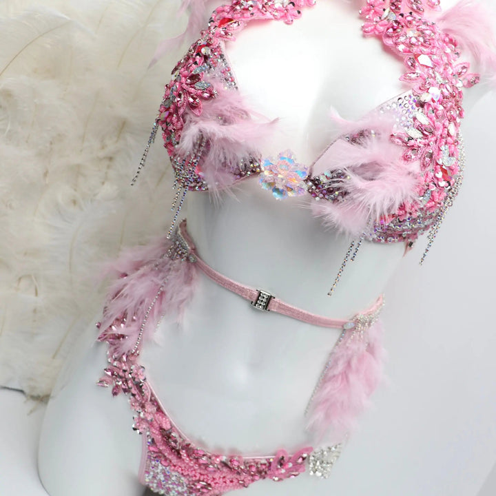 Light Pink Feathered Couture  Angel Competition BikinisNPC Competition Suits