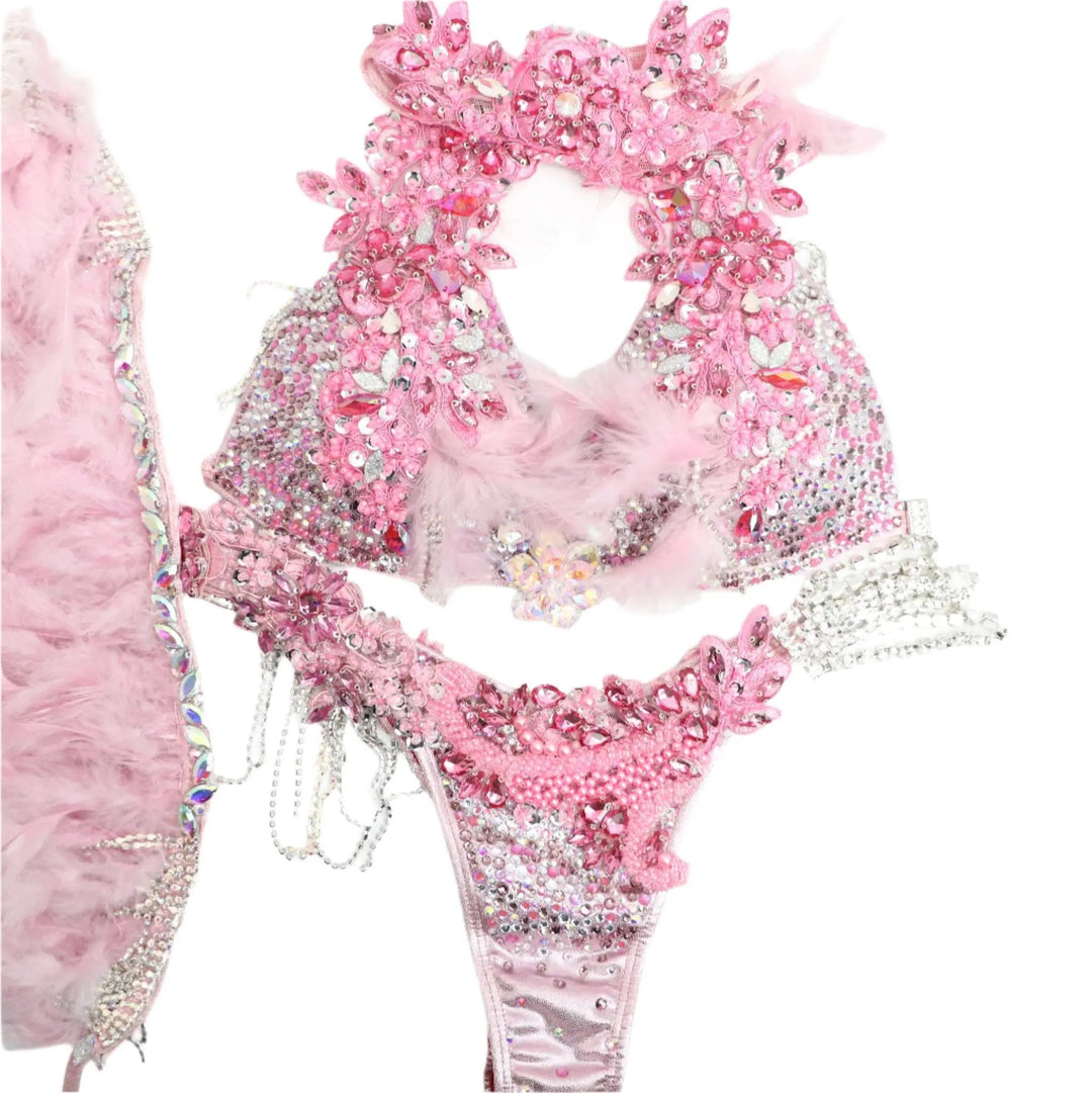 Light Pink Feathered Couture  Angel Competition BikinisNPC Competition Suits