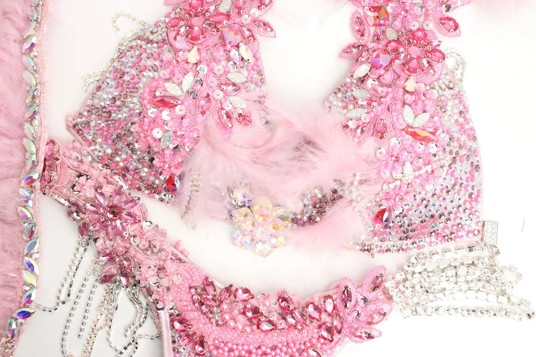 Light Pink Feathered Couture  Angel Competition BikinisNPC Competition Suits