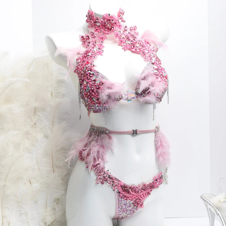 Light Pink Feathered Couture  Angel Competition BikinisNPC Competition Suits