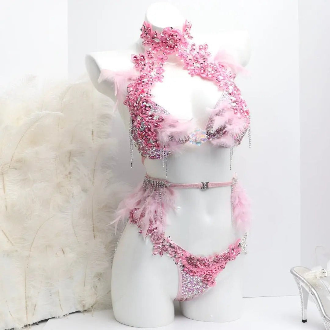 Light Pink Feathered Couture  Angel Competition BikinisNPC Competition Suits