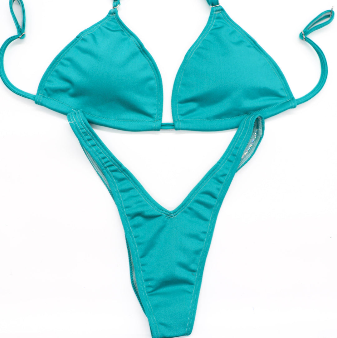 Matte Aqua Jade Posing Practice Suit - Angel Competition Bikinis competition_suit