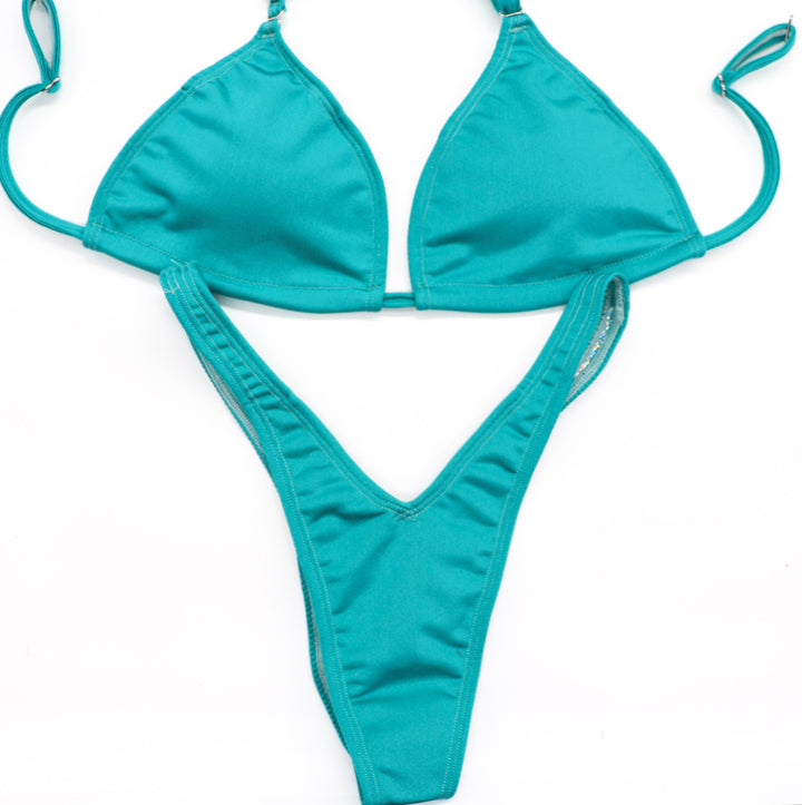 Matte Aqua Jade Posing Practice Suit - Angel Competition Bikinis competition_suit