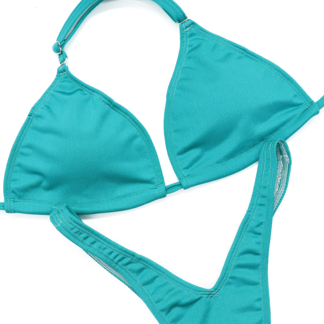 Matte Aqua Jade Posing Practice Suit - Angel Competition Bikinis competition_suit