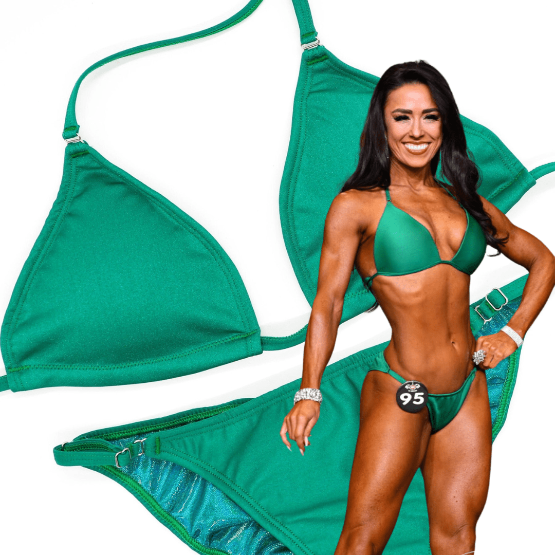 Matte Electric Green Fit Model Competition Suit - Angel Competition Bikinis #competition_suit