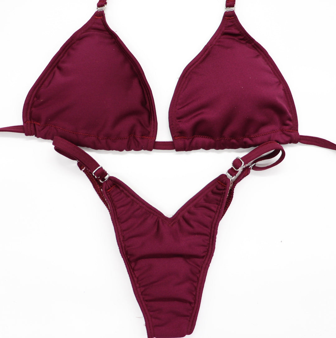 Matte Maroon Posing Practice Suit - Angel Competition Bikinis competition_suit