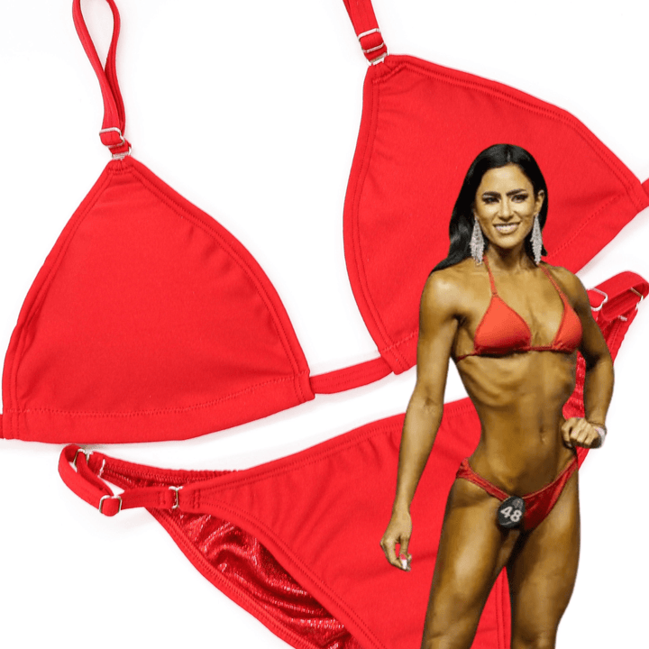 Matte Red Fit Model Competition Suit - Angel Competition Bikinis #competition_suit