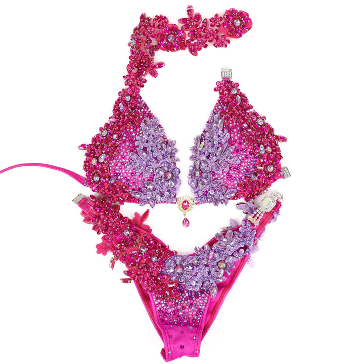 Pre Owned: Party Purple Couture. Medium Molded/Brazilian.  Angel Competition BikinisNPC Competition Suits