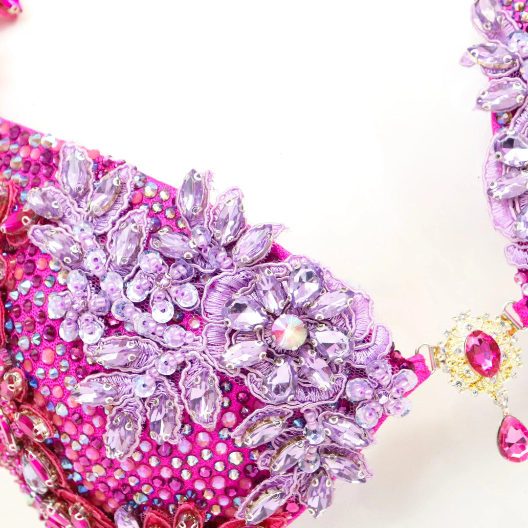 Pre Owned: Party Purple Couture. Medium Molded/Brazilian.  Angel Competition BikinisNPC Competition Suits