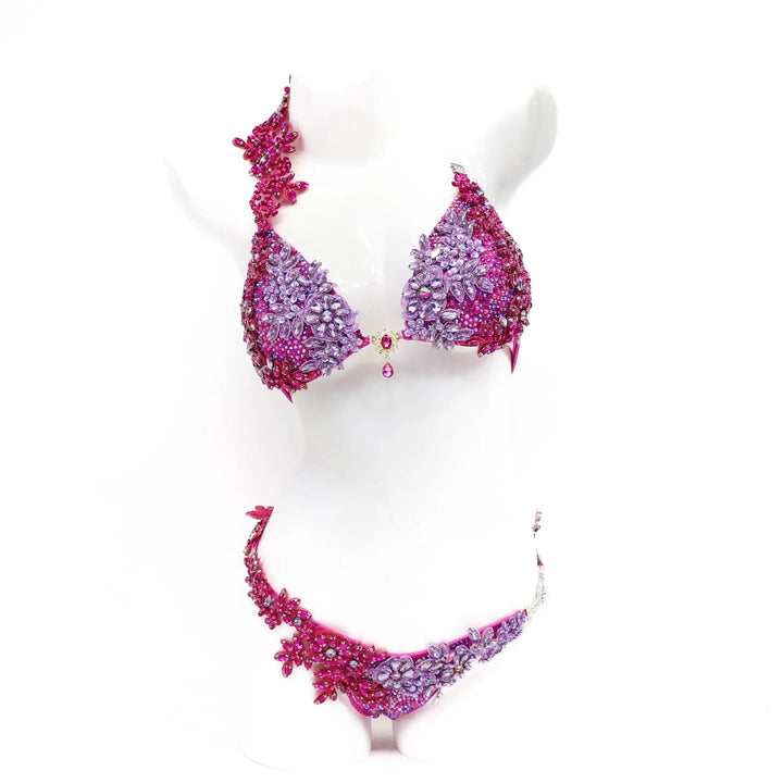 Pre Owned: Party Purple Couture. Medium Molded/Brazilian.  Angel Competition BikinisNPC Competition Suits