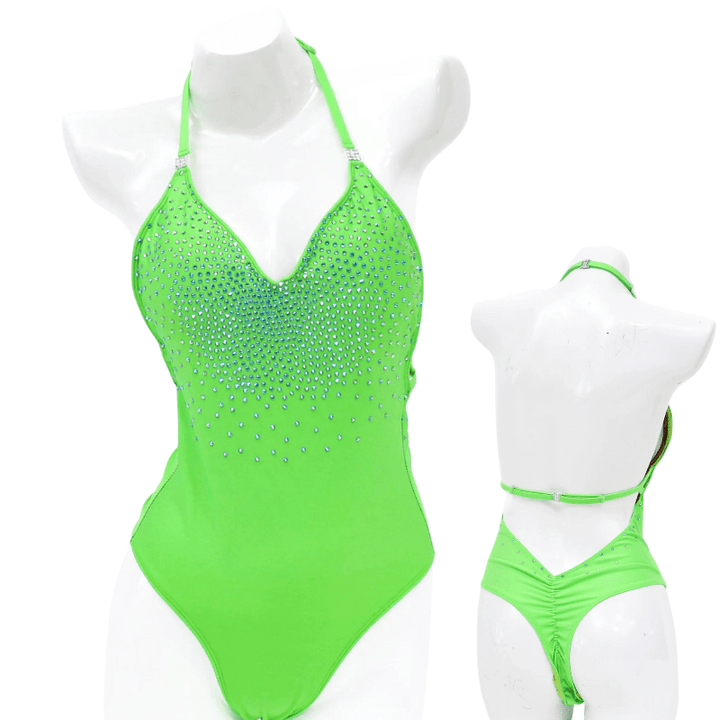QS ST: Ombre One Piece. Peridot AB. Matte Lime. Medium/Pro.
