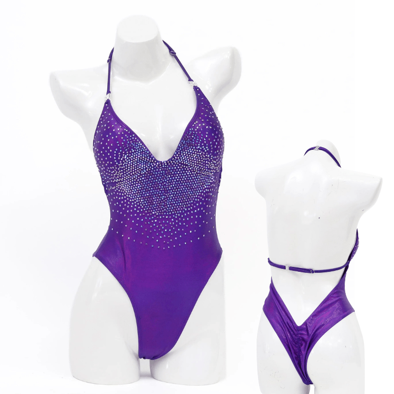 Pre Owned: Ombre One Piece. Light Amethyst AB. Hologram Purple. Medium/Brazilian.