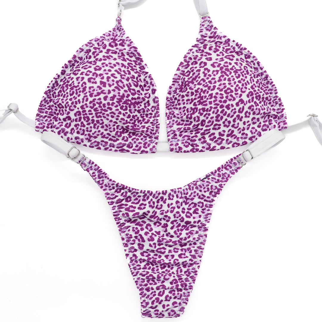 Purple Cheetah Posing Practice Suit - Angel Competition Bikinis competition_suit