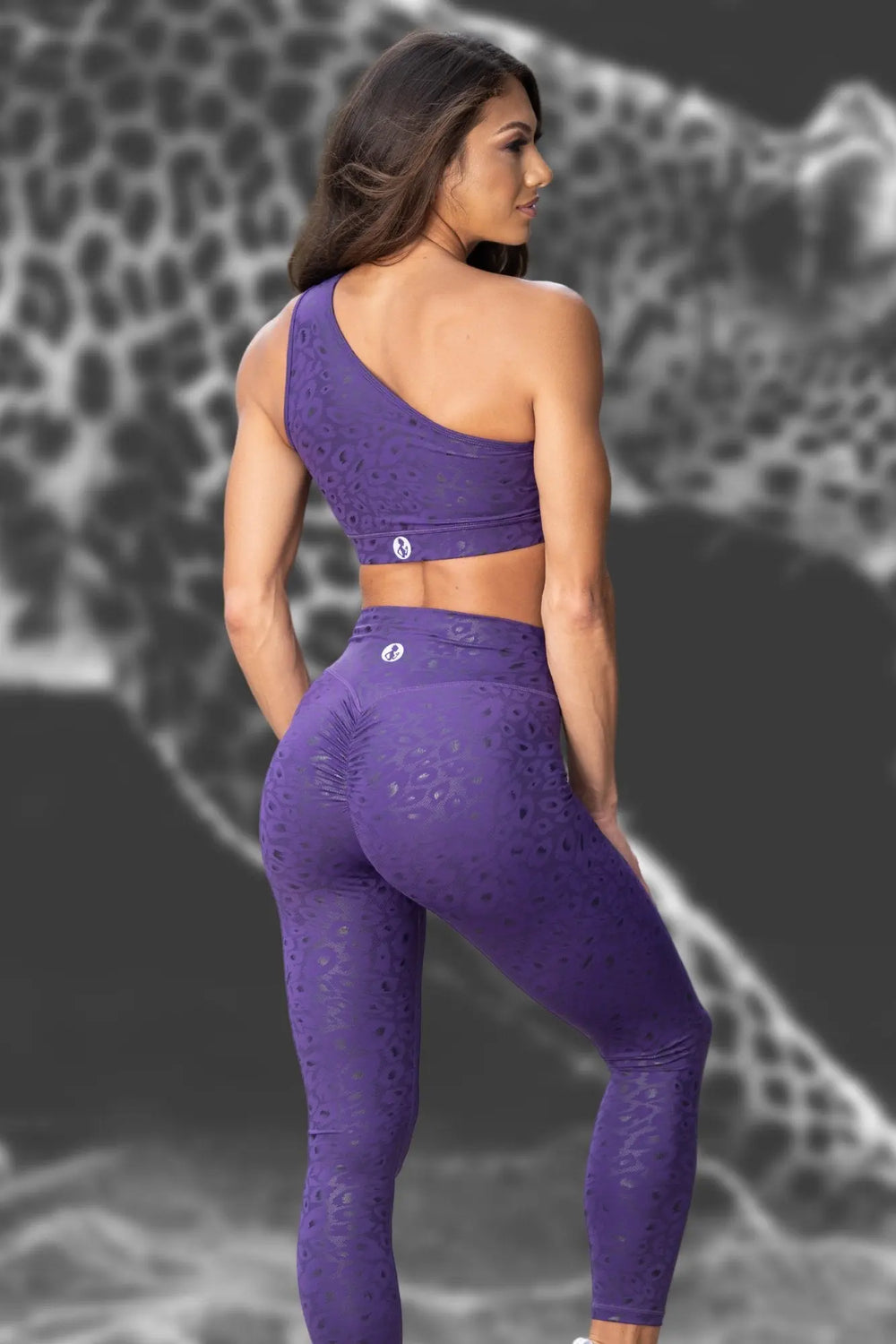 PURPLE CHEETAH SCRUNCH LEGGINGS  Angel Competition BikinisNPC Competition Suits