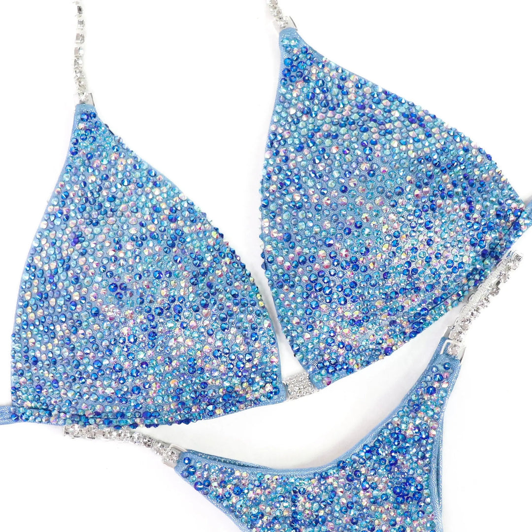 QS ST: Baby Blue Radiance. Hologram Baby Blue. Large Molded/Pro.  Angel Competition BikinisNPC Competition Suits