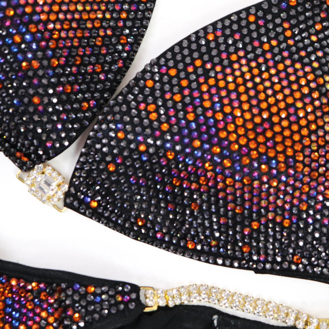 QS ST: Crystal Nova 3 Color. Wet Black. Large Molded/Brazilian.  Angel Competition BikinisNPC Competition Suits