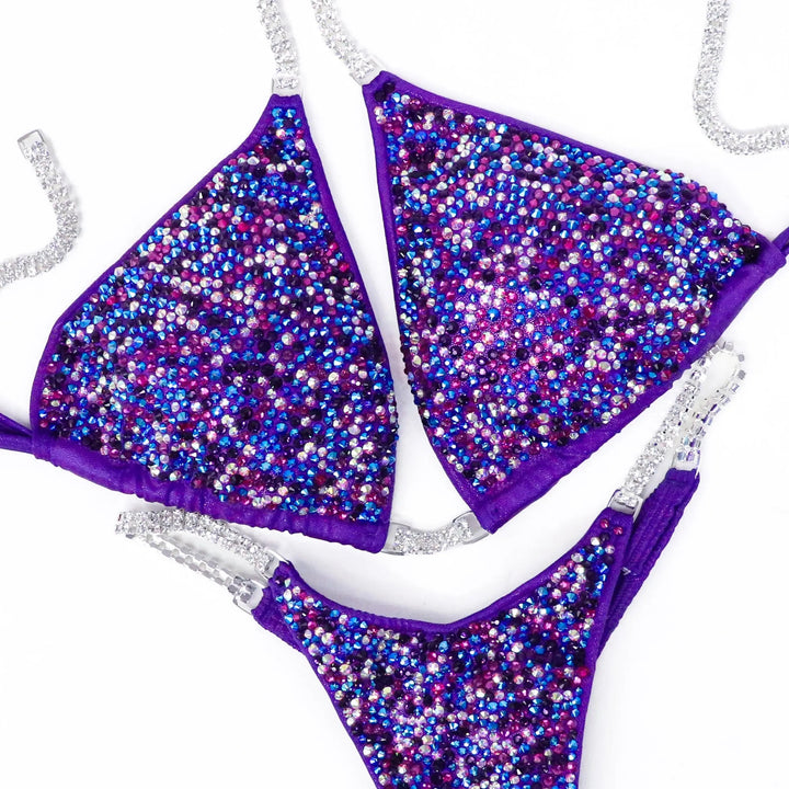 QS ST: Crystal Radiance. Hologram Purple. Large/Micro.  Angel Competition BikinisNPC Competition Suits