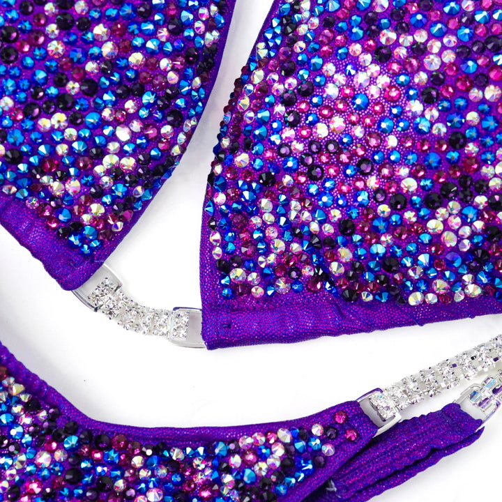 QS ST: Crystal Radiance. Hologram Purple. Large/Micro.  Angel Competition BikinisNPC Competition Suits