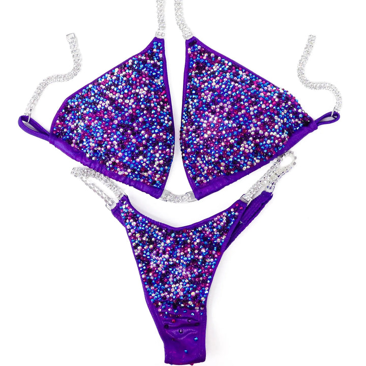 QS ST: Crystal Radiance. Hologram Purple. Large/Micro.  Angel Competition BikinisNPC Competition Suits
