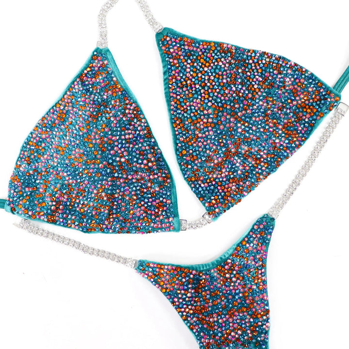 QS ST: Crystal Radiance. Velvet Teal. Extra Large/Pro.  Angel Competition BikinisNPC Competition Suits