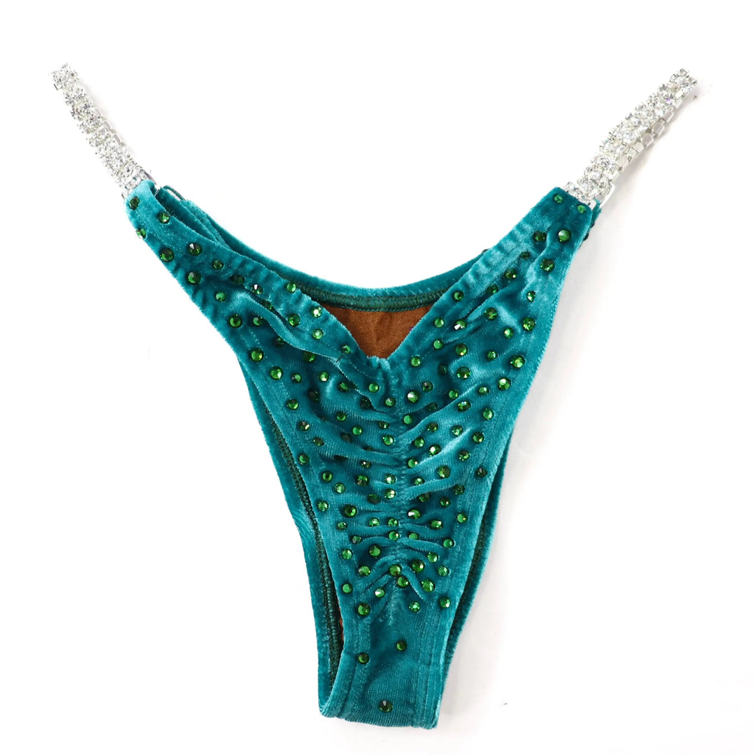 QS ST: Crystal Radiance. Velvet Teal. Medium Molded/Pro.  Angel Competition BikinisNPC Competition Suits