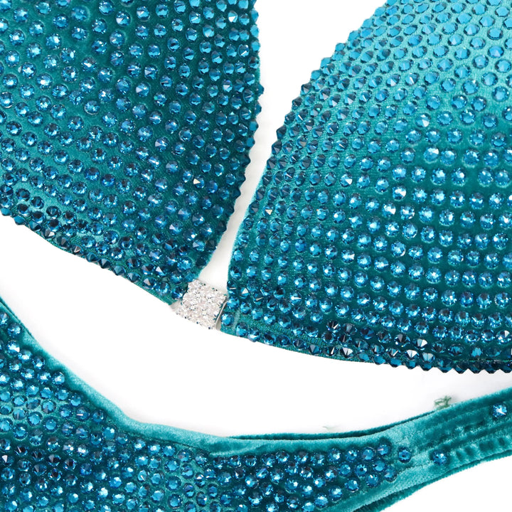 QS ST: Diamond Pro. Velvet Teal. Large Molded/Pro.  Angel Competition BikinisNPC Competition Suits