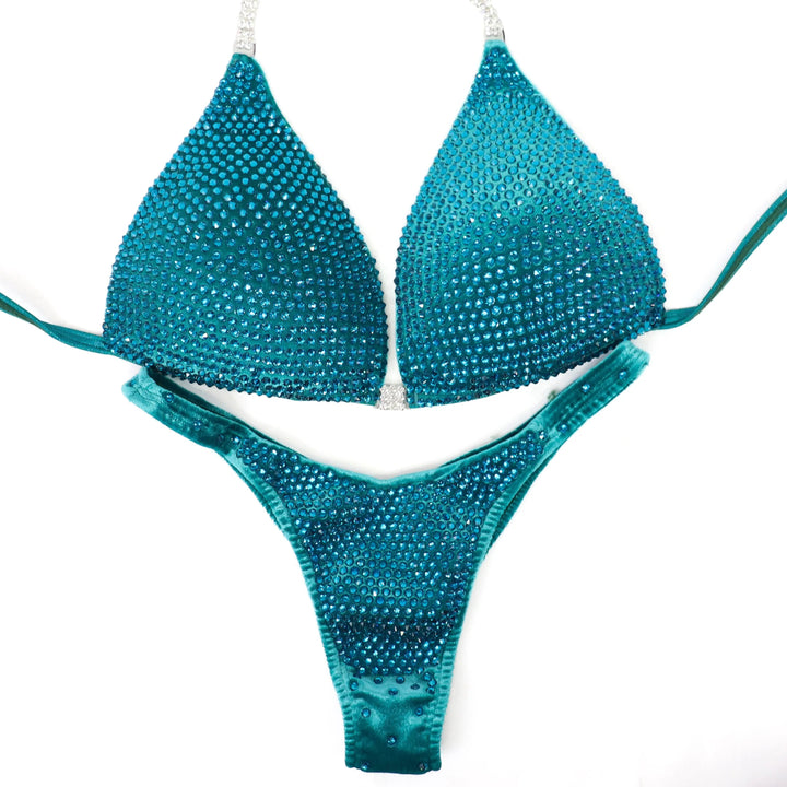 QS ST: Diamond Pro. Velvet Teal. Large Molded/Pro.  Angel Competition BikinisNPC Competition Suits