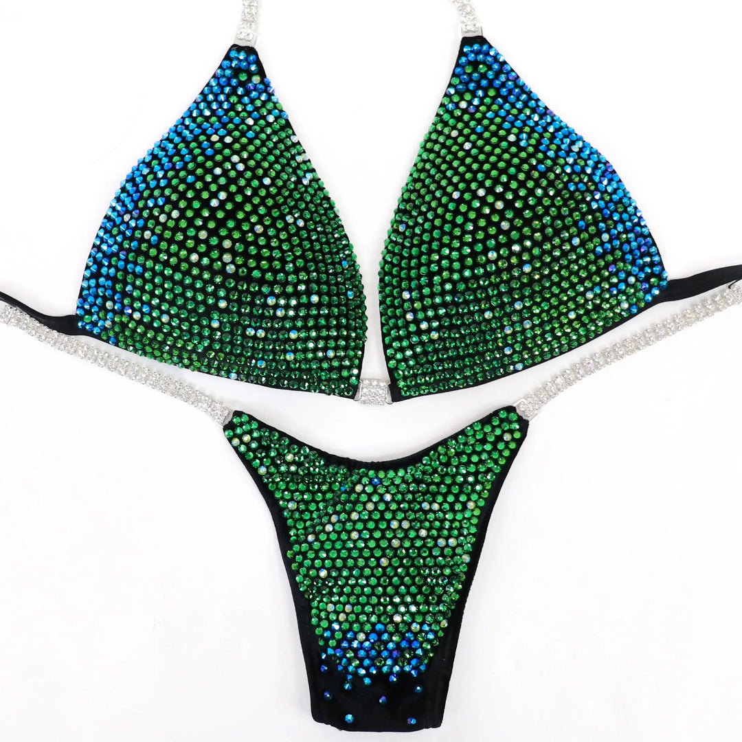 QS ST: Diamond Trinity. Velvet Black. Large Molded/Micro.  Angel Competition BikinisNPC Competition Suits