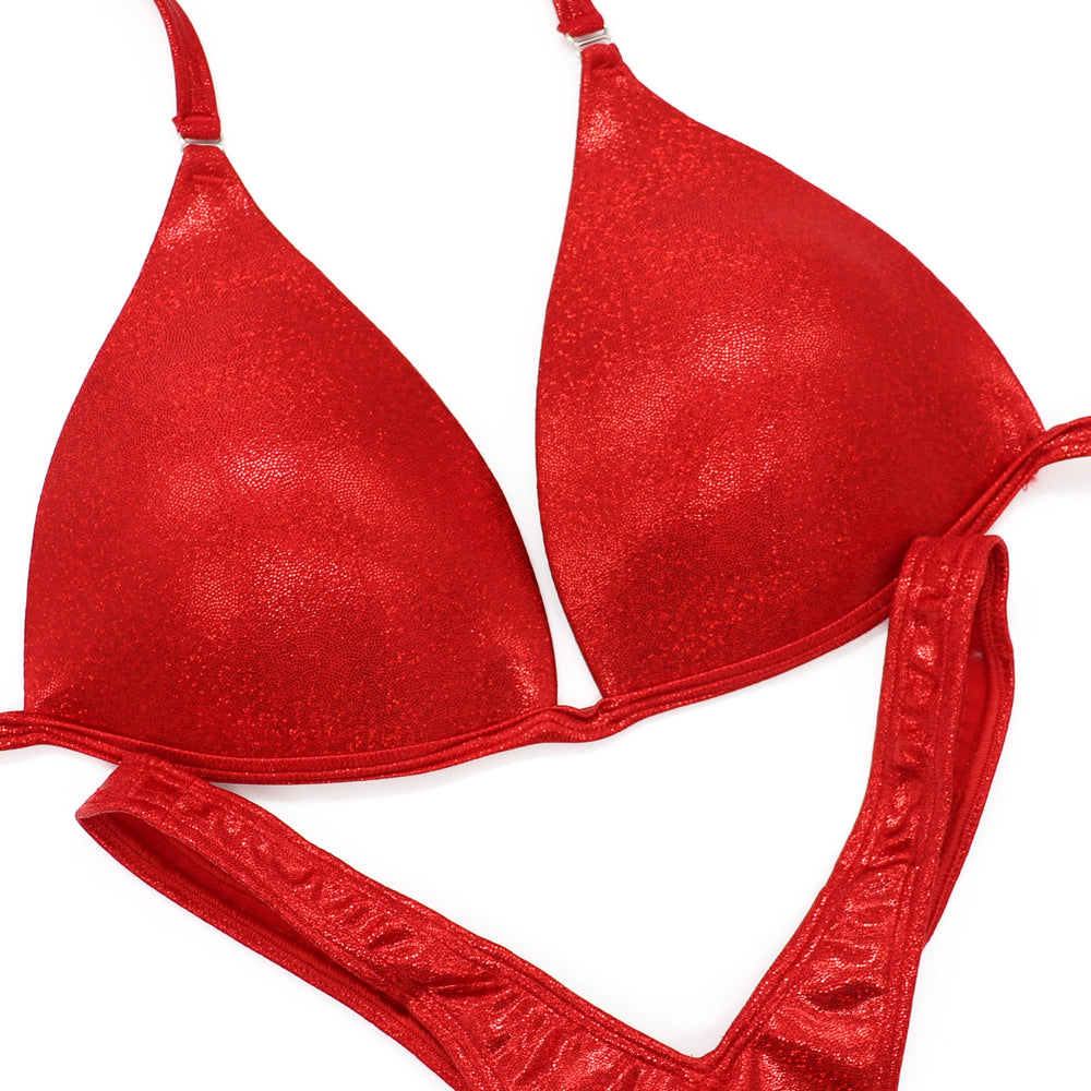 QS ST: Hologram Red Posing Practice Suit. Medium Molded/Pro. - Angel Competition Bikinis #competition_suit