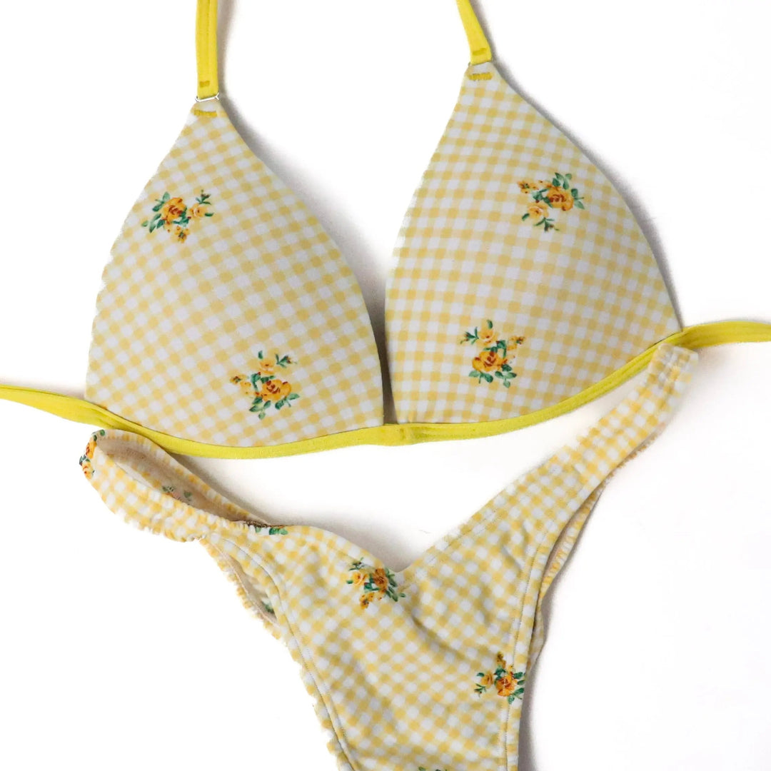 QS ST: Summer Yellow Posing Practice Suit. Medium/ Brazilian with Modest Front.  Angel Competition BikinisNPC Competition Suits