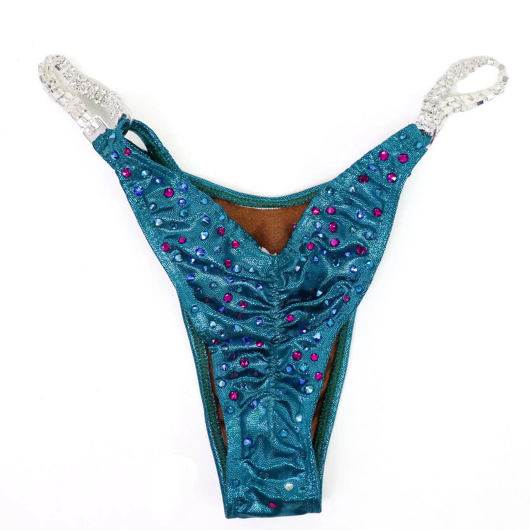 QS ST: Teal Blossom Radiance. Hologram Teal. Medium Molded/Pro.  Angel Competition BikinisNPC Competition Suits