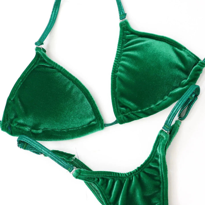 QS ST: Velvet Green Posing Practice Suit. Small/Pro.  Angel Competition BikinisNPC Competition Suits