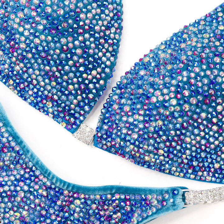 QS ST: Velvet Sea Glass Radiance. Medium Molded/Pro with Modest Front.  Angel Competition BikinisNPC Competition Suits