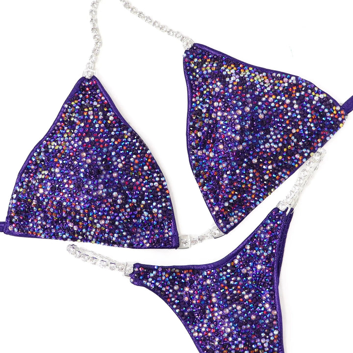 QS ST: Volcanic Aura Radiance. Hologram Eggplant. Medium/Pro.  Angel Competition BikinisNPC Competition Suits