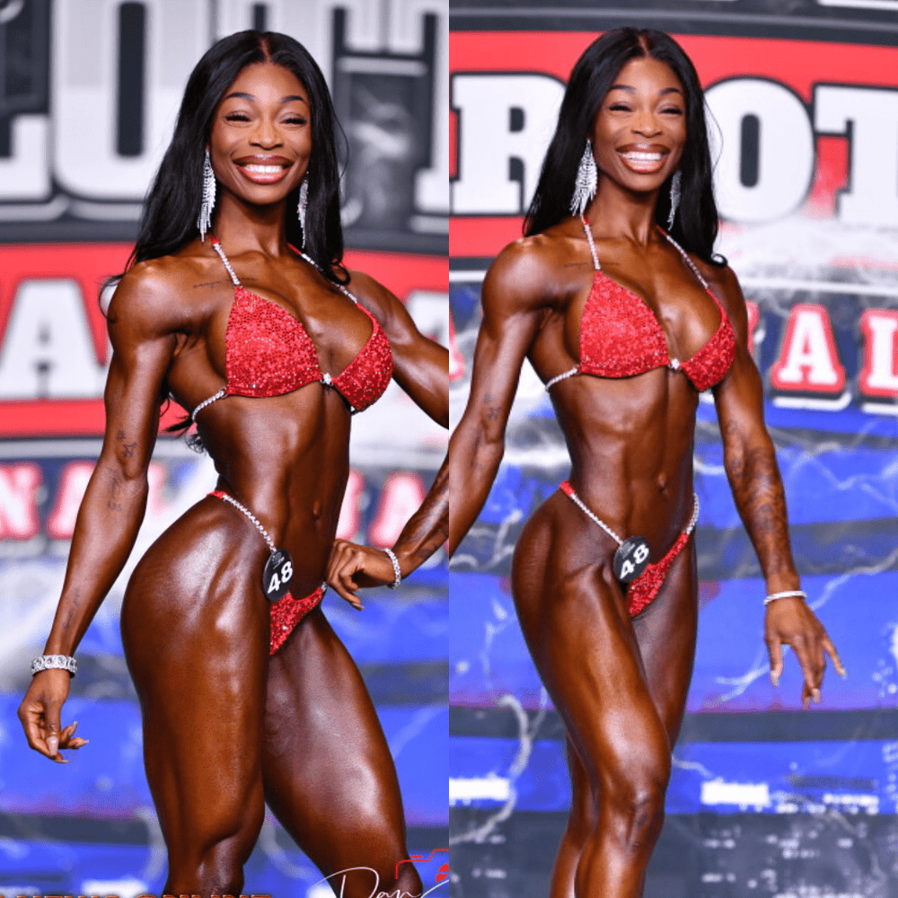 Rhoda's Neon Red Radiance  Angel Competition BikinisThe best NPC Competition Suits for the Bikini Division, Fit Model Division Suits, and bodybuilding suits.