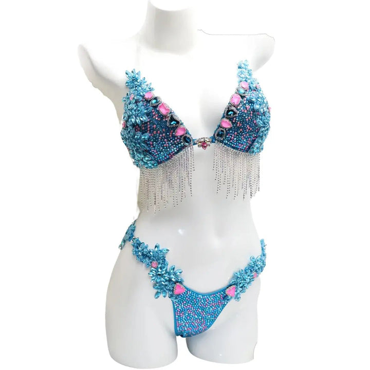 Turquoise Fringe Couture  Angel Competition BikinisNPC Competition Suits