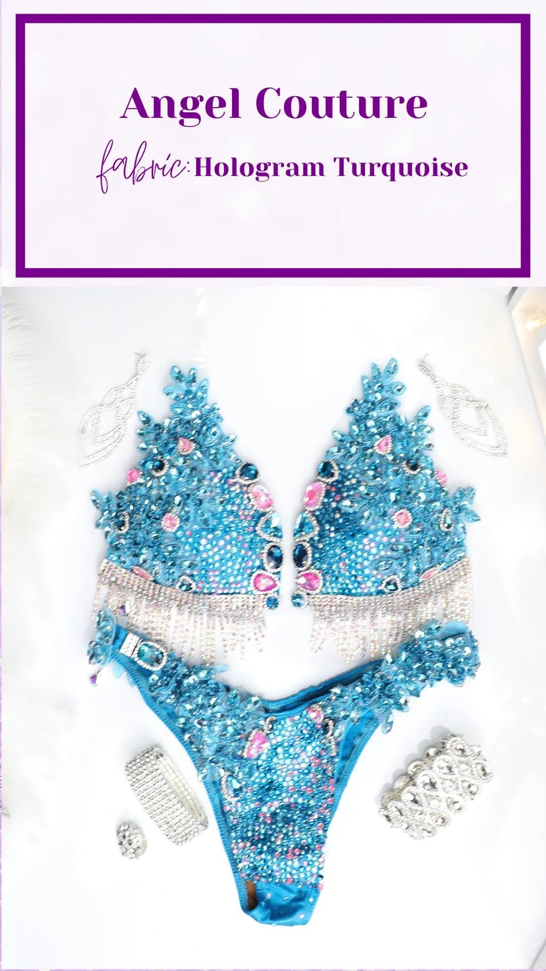 Turquoise Fringe Couture  Angel Competition BikinisNPC Competition Suits