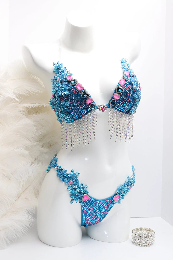 Turquoise Fringe Couture  Angel Competition BikinisNPC Competition Suits