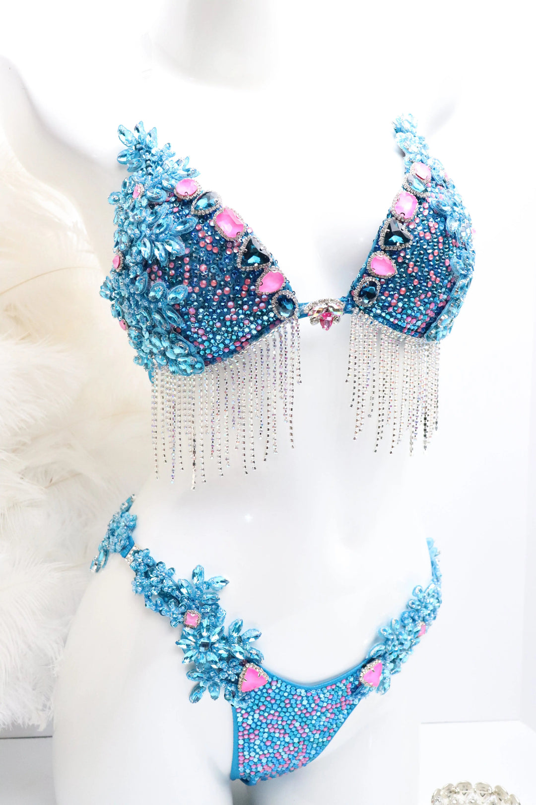 Turquoise Fringe Couture  Angel Competition BikinisNPC Competition Suits
