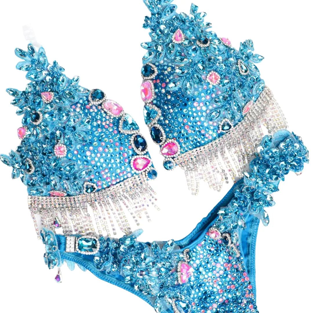 Turquoise Fringe Couture  Angel Competition BikinisNPC Competition Suits