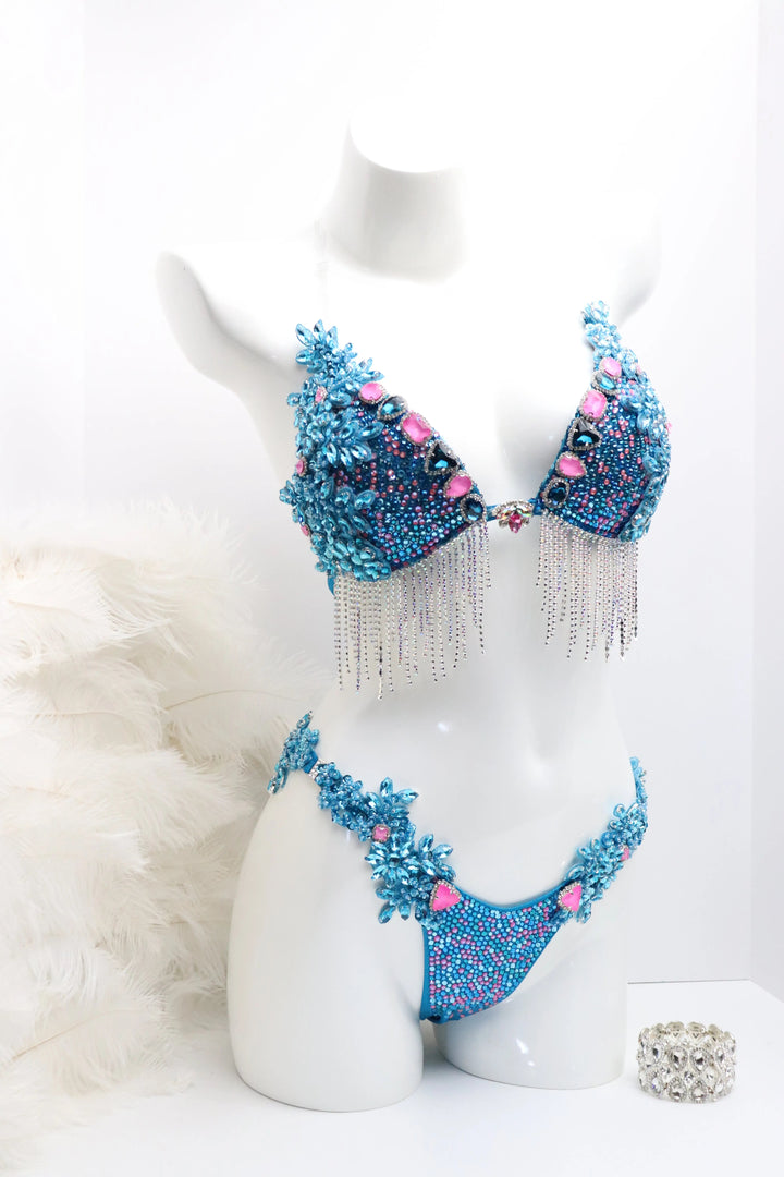 Turquoise Fringe Couture  Angel Competition BikinisNPC Competition Suits