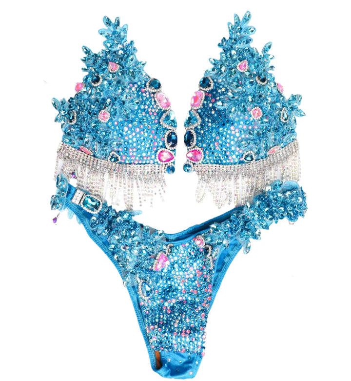 Turquoise Fringe Couture  Angel Competition BikinisNPC Competition Suits