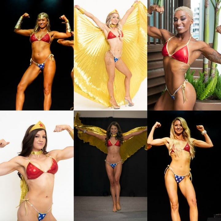 Wonder woman Posing Suit, Practice Suits, and Posing Practice Suits for your Bikini Competition, Wellness Competition, or NPC contest.